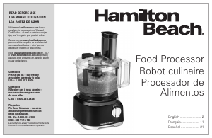 Manual Hamilton Beach 70743 Food Processor