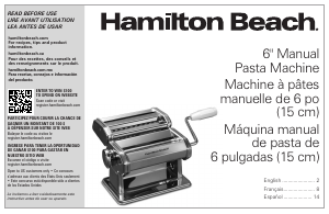 Manual Hamilton Beach 86655 Pasta Machine