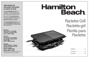 Manual Hamilton Beach 31612 Raclette Grill