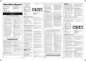 Manual Hamilton Beach 33140 Slow Cooker