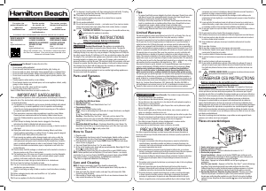 Handleiding Hamilton Beach 24798 Broodrooster