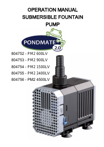 Manual Pondmate 804752 - PM2 600LV Fountain Pump