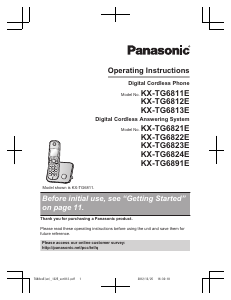 Manual Panasonic KX-TG6812E Wireless Phone