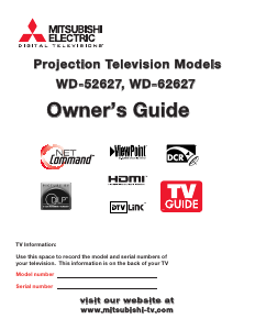 Bruksanvisning Mitsubishi WD-62627 TV