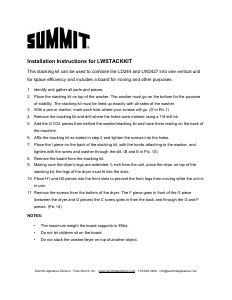 Manual Summit LWSTACKKIT Stacking Kit