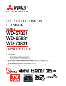 Bruksanvisning Mitsubishi WD-73831 TV
