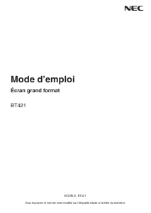 Mode d’emploi NEC MultiSync BT421 Moniteur LCD