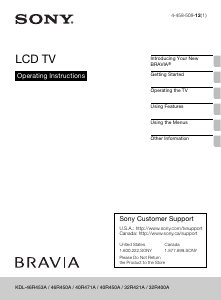 Manual Sony Bravia KDL-46R450A LCD Television