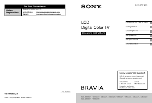 Manual Sony Bravia KDL-46BX421 LCD Television