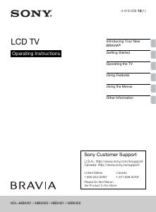 Manual Sony Bravia KDL-40BX451 LCD Television