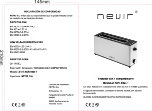 Manual de uso Nevir NVR-9824T Tostador