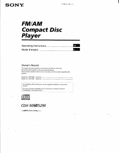 Mode d’emploi Sony CDX-5090 Autoradio