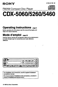 Mode d’emploi Sony CDX-5260 Autoradio
