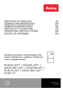 Mode d’emploi Amica FK307.2 FTZX Réfrigérateur combiné