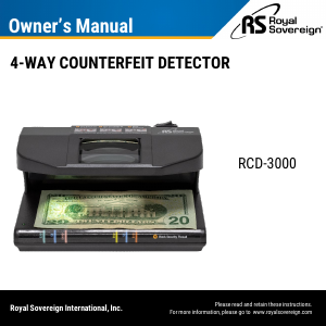 Handleiding Royal Sovereign RCD-3000 Valsgeld detector