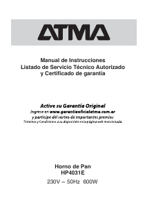 Manual de uso Atma HP4031E Máquina de hacer pan