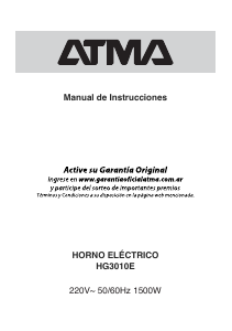 Manual de uso Atma HG3010E Horno