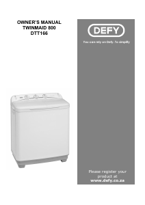 Manual Defy DTT166 Washing Machine