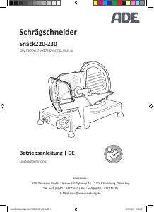 Bedienungsanleitung ADE Snack 220-230 Allesschneider