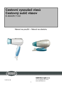 Manuál Bravo B-4644 Vlasový vysoušeč