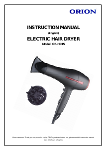 Manual Orion OR-HD15 Hair Dryer