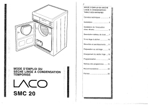 Mode d’emploi LACO SMC 20 Sèche-linge