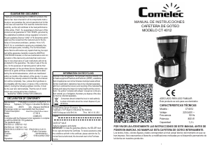 Manual de uso Comelec CT4012 Máquina de café
