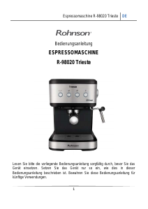 Bedienungsanleitung Rohnson R-98020 Trieste Espressomaschine