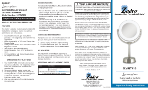 Mode d’emploi Zadro SLVRLT410 Miroir