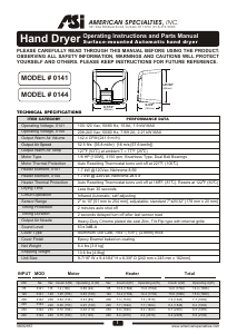 Manual ASI 0141 Hand Dryer
