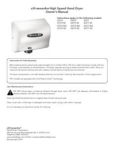 Manual American Dryer EXT7 eXtremeAir Hand Dryer
