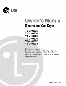 Manual LG TD-V10060E Dryer