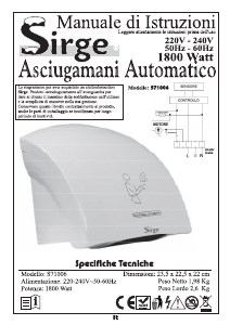 Manuale Sirge S71006 Asciugamani automatico