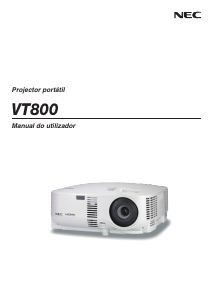 Manual NEC VT800 Projetor