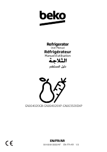 Mode d’emploi BEKO GN164020XP Réfrigérateur combiné