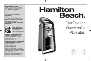 Manual Hamilton Beach 76606 Can Opener
