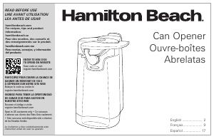 Manual de uso Hamilton Beach 76778 Abrelatas