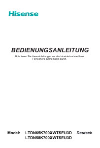 Bedienungsanleitung Hisense LTDN58K700XWTSEU3D LED fernseher