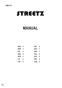 Kasutusjuhend Streetz TWS-114 Kõrvaklapp