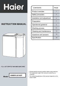 Handleiding Haier HWM95-261NZP Wasmachine