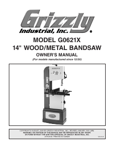 Handleiding Grizzly G0621X Bandzaag
