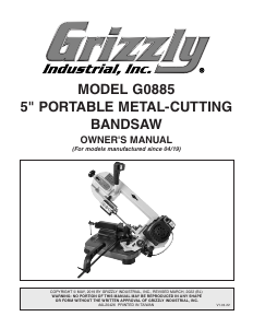 Manual Grizzly G0885 Band Saw