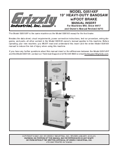 Manual Grizzly G0514XF Band Saw