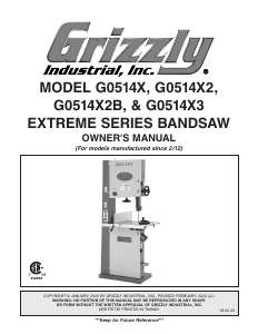 Handleiding Grizzly G0514X2 Bandzaag