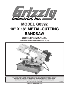 Handleiding Grizzly G0592 Bandzaag