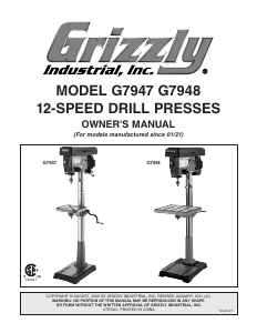 Handleiding Grizzly G7947 Kolomboormachine