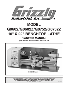 Handleiding Grizzly G0752 Draaibank