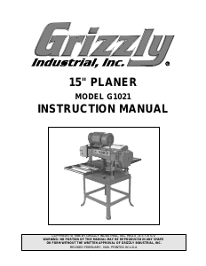 Manual Grizzly G1021 Planer