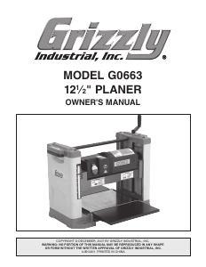 Handleiding Grizzly G0663 Schaafmachine