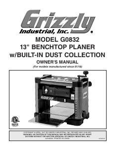 Manual Grizzly G0832 Planer